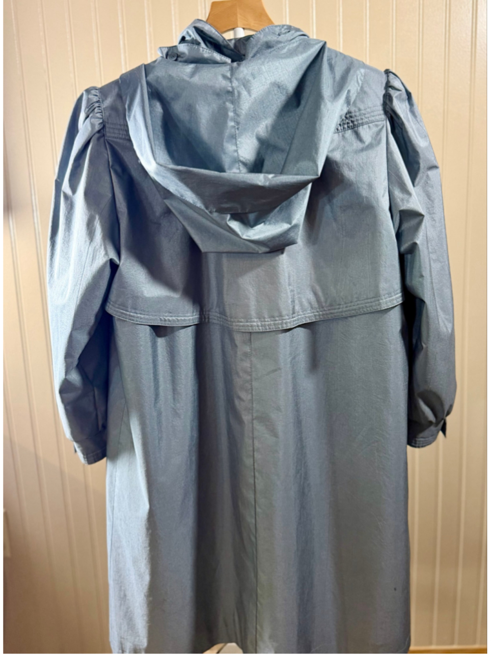 Vintage Fleet Street Slate Blue Raincoat Trench Coat Hooded Removable Liner Size - Picture 2 of 4